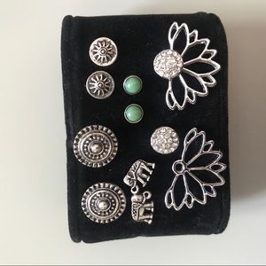 5 silver stud earrings